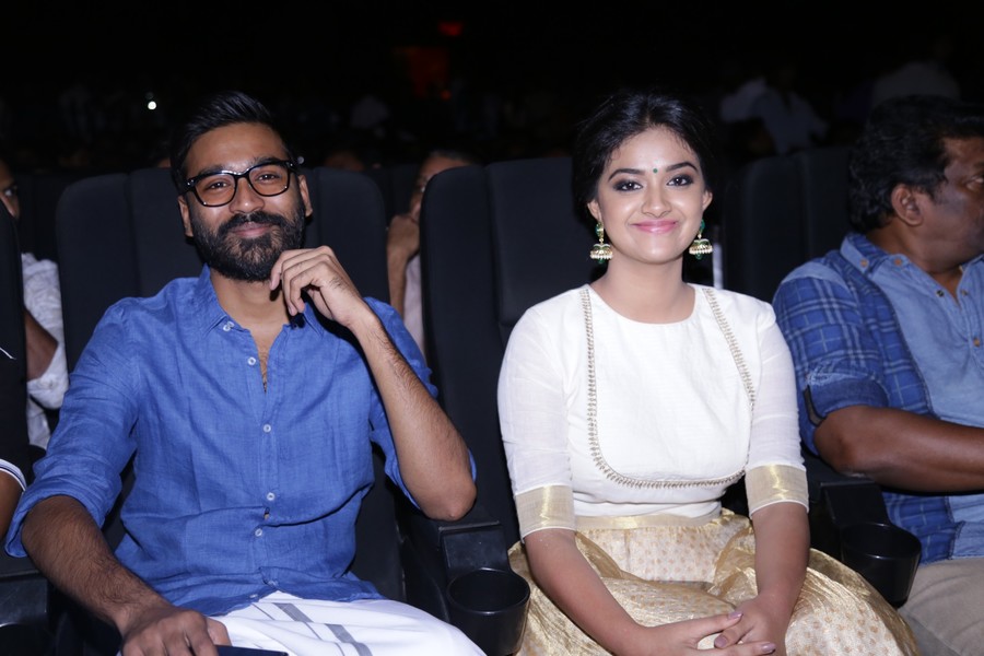 Keerthy Suresh and Dhanush at Thodari Audio Launch