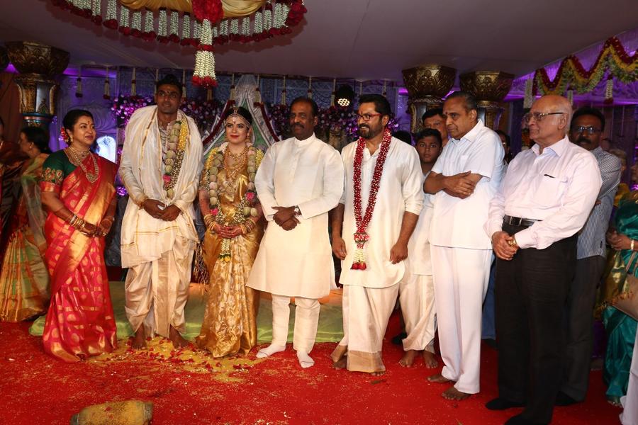 Vairamuthu & AVM Saravanan at actress Raadhika Sarathkumar's daughter Rayane Wedding