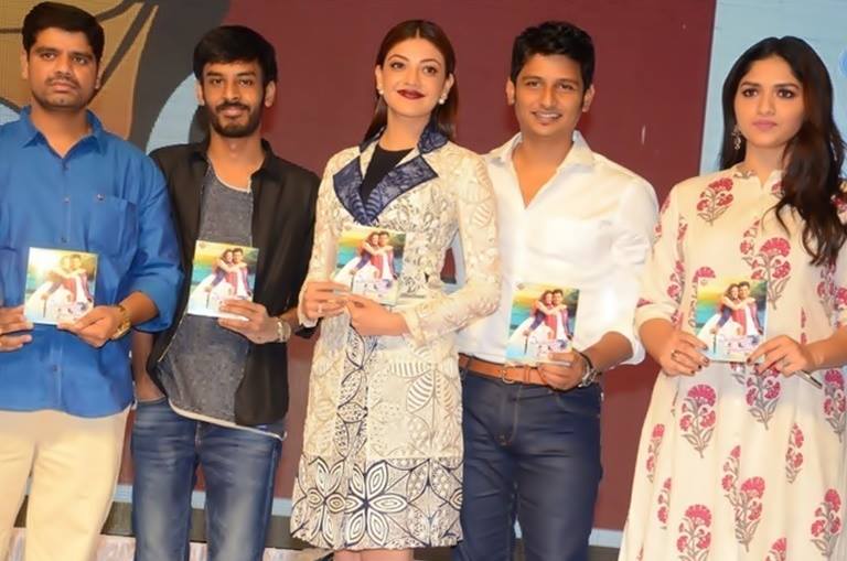 Jiiva, Kajal Aggarwal, Sunaina, Music Director Leon James and Director Deekay at Enthavaraku Ee Prema Audio Launch Stills Telugu Version of Kavalai Vendam