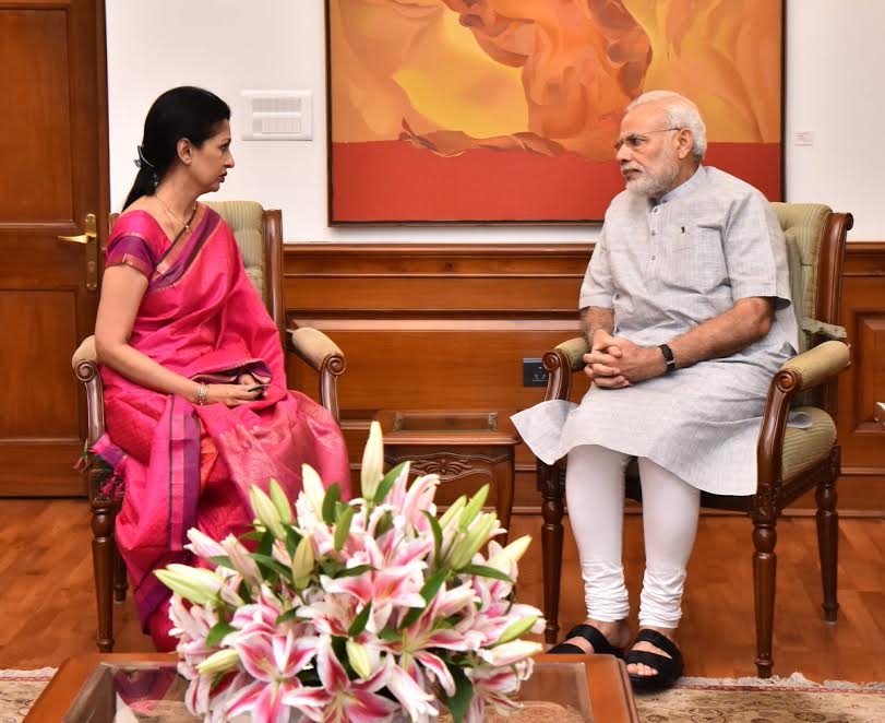 Gouthami with Prime Minister of India Narendra Modi