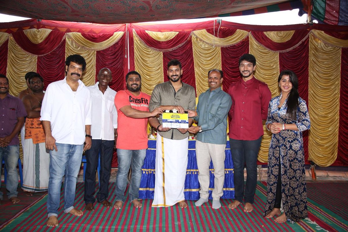 Hara Hara Mahadevaki Movie Pooja Stills | Gautham Karthik, Nikki Galrani, Rajendran, Ravi Mariya, Director Santhosh Peter Jayakumar, Music Director Balamurali Balu
