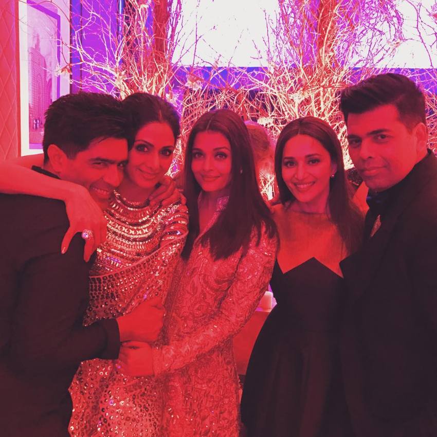 Karan Johar, Sridevi, Madhuri Dixit, Aishwarya Rai attend the Manish Malhotra's birthday party