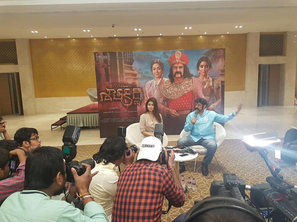 Nandamuri Balakrishna & Shriya Saran during the media interaction of film Gautamiputra Satakarni