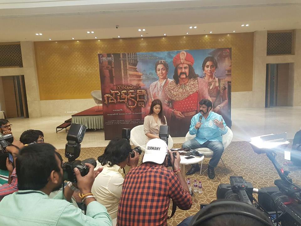 Nandamuri Balakrishna & Shriya Saran during the media interaction of film Gautamiputra Satakarni