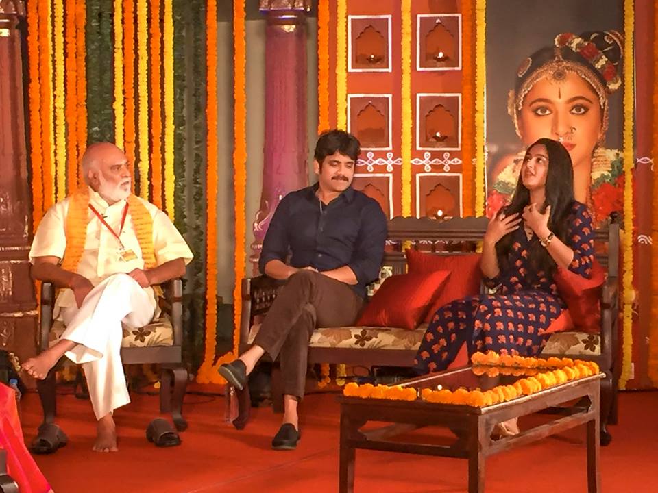 Akkineni Nagarjuna, Anushka Shetty & K Raghavendra Rao in the media interaction of film Om Namo Venkatesaya