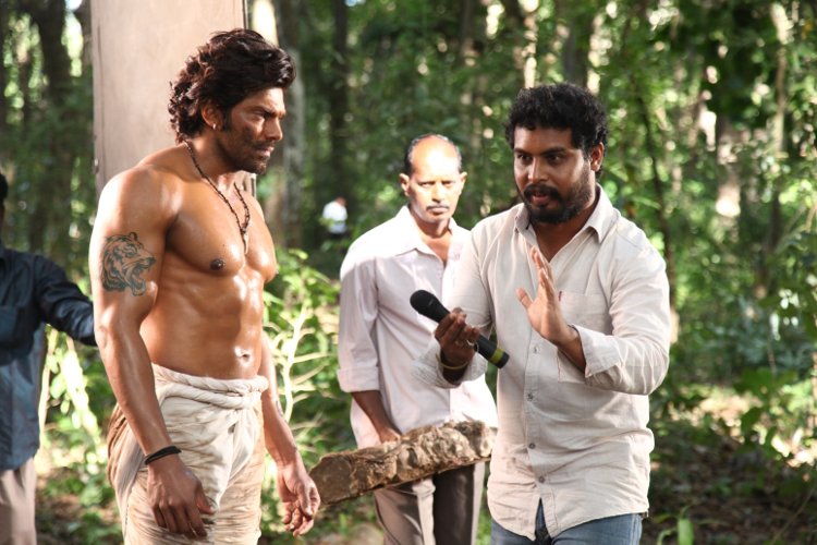 Kadamban Director Naveen Ragavan with Arya at Kadamban Shooting Spot
