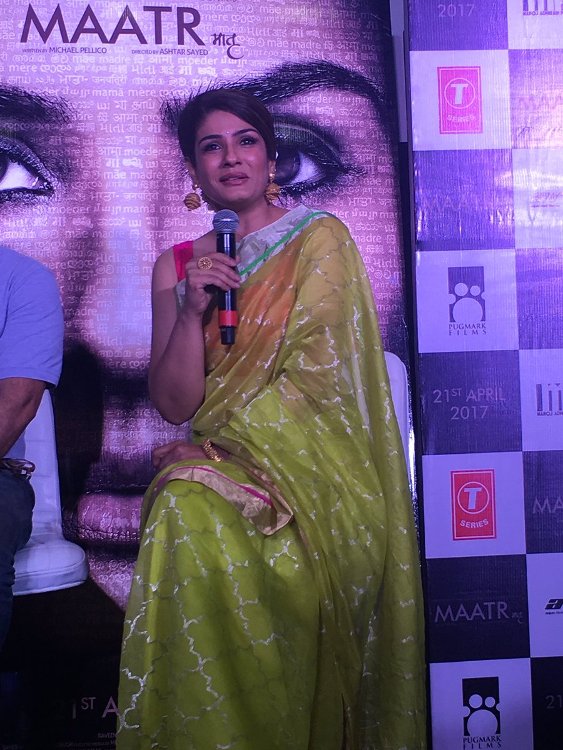 Beautiful Raveena Tandon during the trailer launch of film Maatr