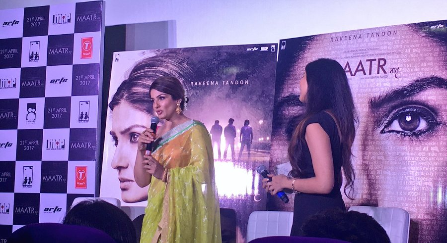 Beautiful Raveena Tandon during the trailer launch of film Maatr