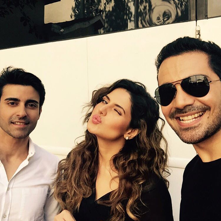 Zareen Khan, Gautam Rode and Abhinav Shukla on the sets of Aksar 2 Stills