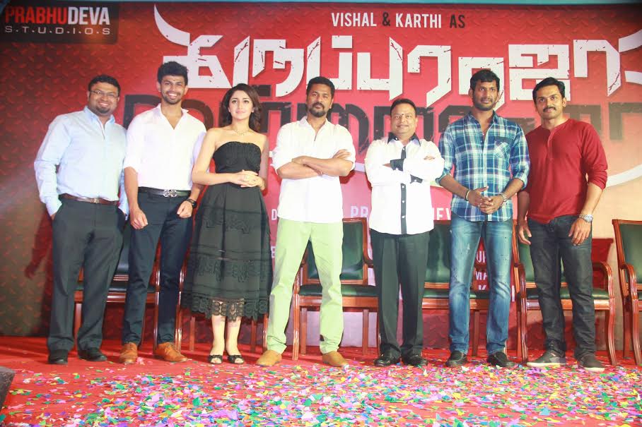 Karuppu Raja Vella Raja Movie Launch Stills | Karthi, Vishal, Sayesha Saigal, Director Prabhu Deva, Producer K Ganesh, Varun