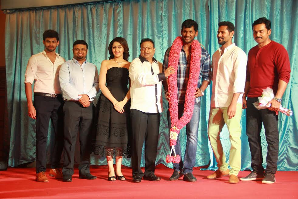 Karuppu Raja Vella Raja Movie Launch Stills | Karthi, Vishal, Sayesha Saigal, Director Prabhu Deva, Producer K Ganesh, Varun