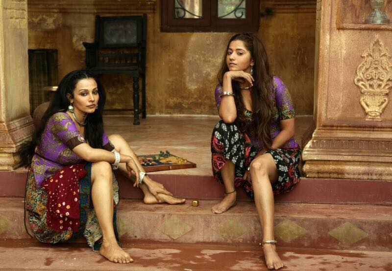 Flora Saini, Ridheema Tiwary working stills from Begum Jaan