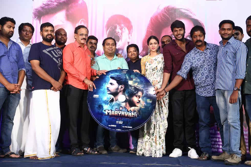 Maayavan Audio Launch and Press Meet Stills | Sundeep Kishan, Lavanya Tripathi, Director C. V. Kumar, Music Director Ghibran, Bagavathi Perumal, Mime Gopi, Daniel Balaji
