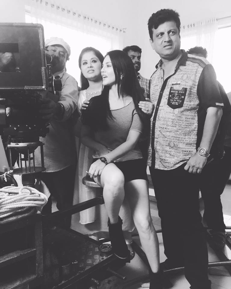 Sunny Leone, Sudha Chandran and Director Raajeev Walia On The Sets Of Tera Intezaar
