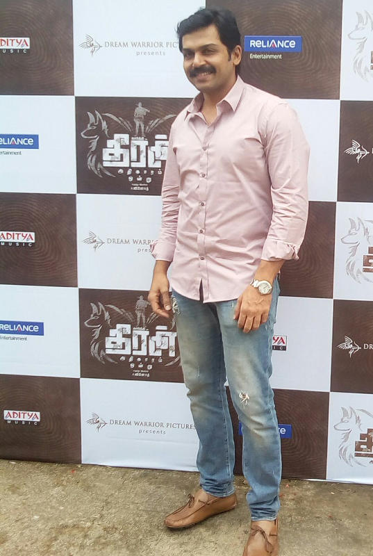 Actor Karthi at Dheeran Adhigaram Ondru Audio Launch