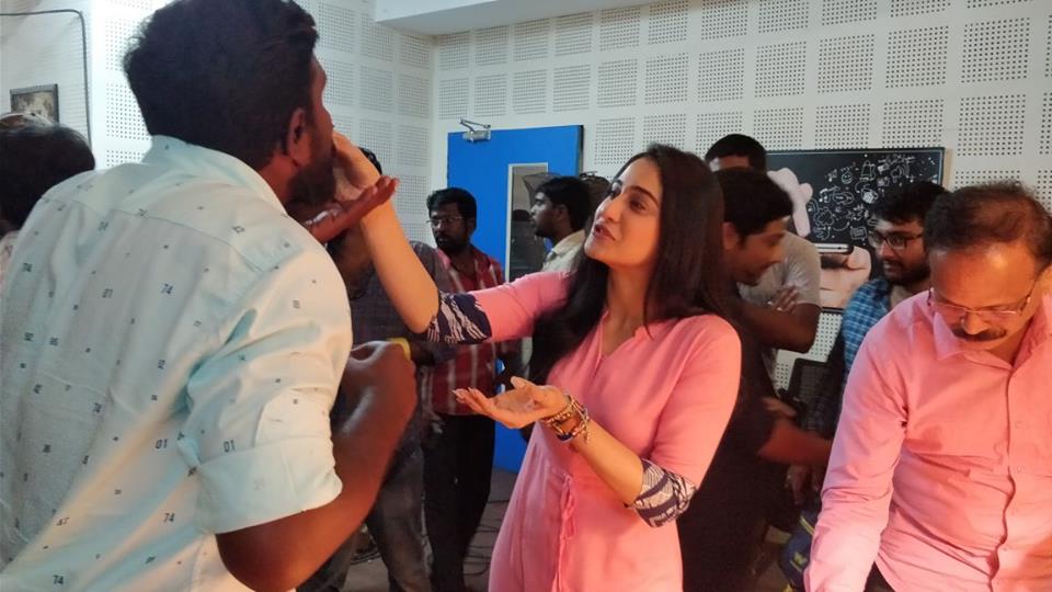 Regina at Mr.Chandramouli Shooting Spot Photos.