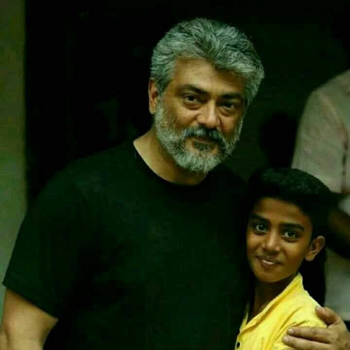 Stunning Actor Ajith with kids Images.