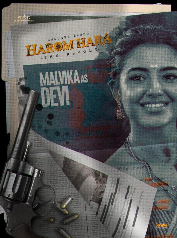 Fans are amazed by the initial look of Malvika Sharma as Devi in the movie \"Harom Hara.\"
