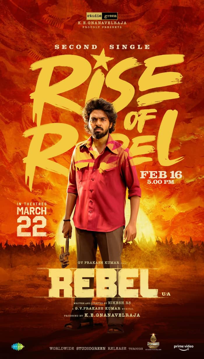 Rebel Second Single by GV Prakash Releases Today at 5 PM
